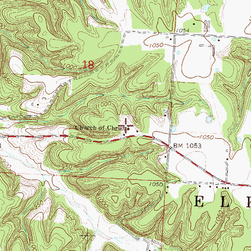 Topographic Map of Church of Christ, MO