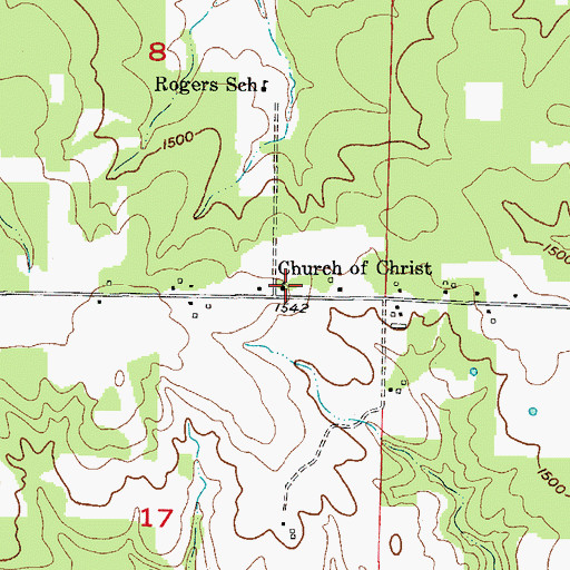 Topographic Map of Church of Christ, MO