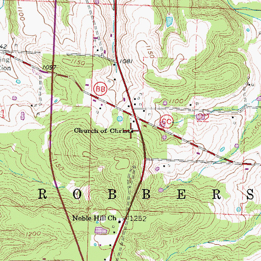 Topographic Map of Church of Christ, MO