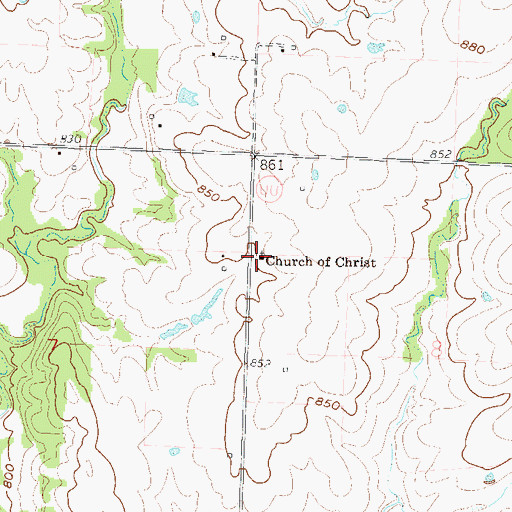Topographic Map of Church of Christ, MO