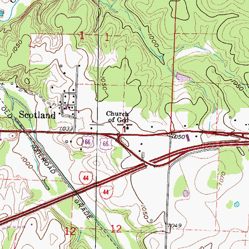 Topographic Map of Church of God, MO
