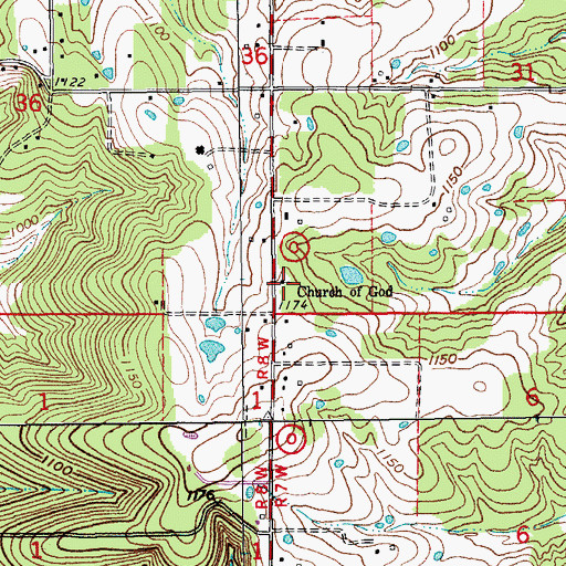 Topographic Map of Church of God, MO