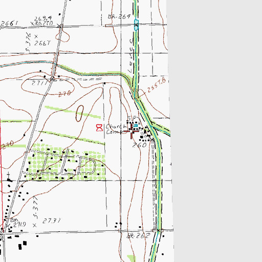 Topographic Map of Church Camp, MO
