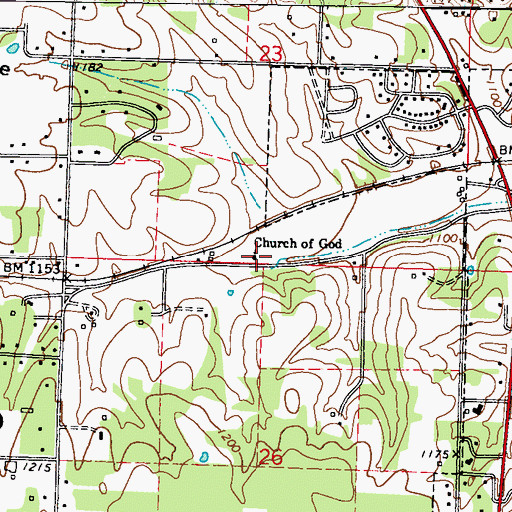 Topographic Map of Church of God, MO