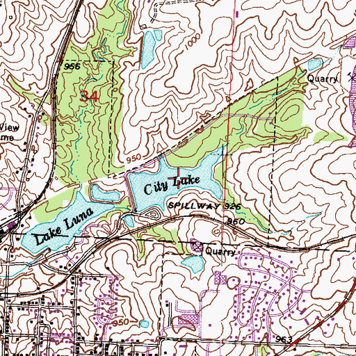 Topographic Map of City Lake, MO