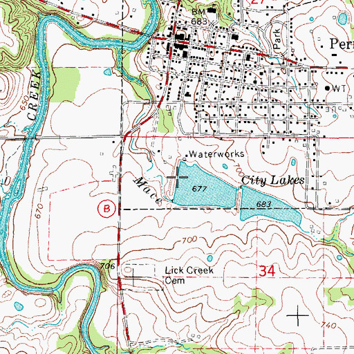 Topographic Map of City Lakes, MO