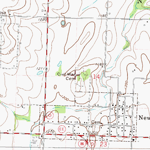 Topographic Map of Civil War Cemetery, MO