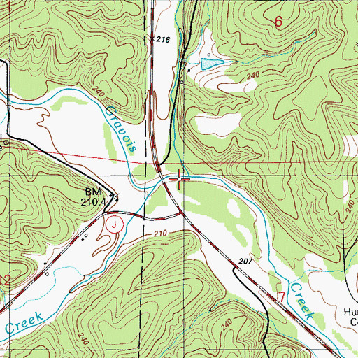 Topographic Map of Clabber Creek, MO