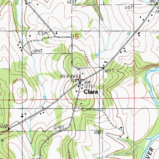 Topographic Map of Clara, MO