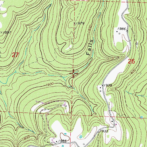 Topographic Map of Falls Hollow, AR