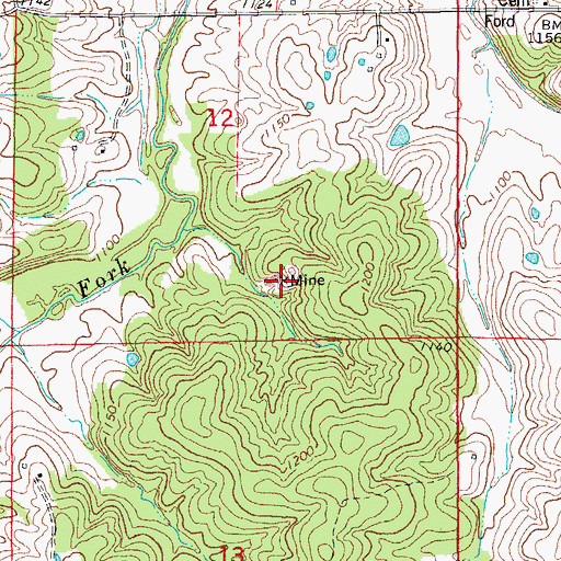 Topographic Map of Clark Bank, MO