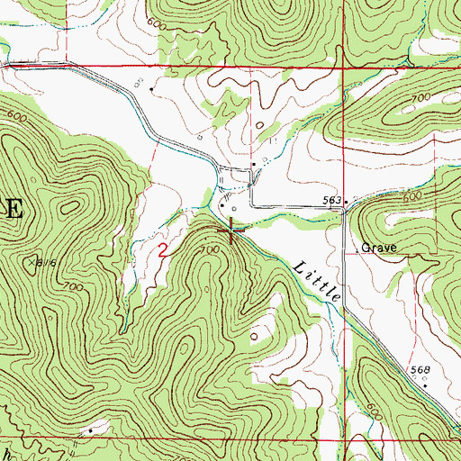 Topographic Map of Clark Branch, MO