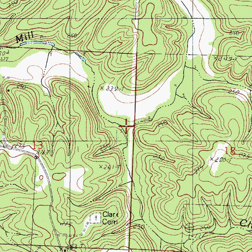 Topographic Map of Clark Branch, MO