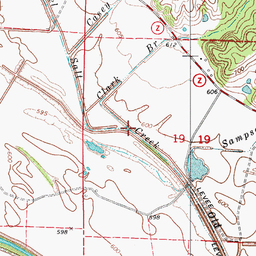 Topographic Map of Clark Branch, MO