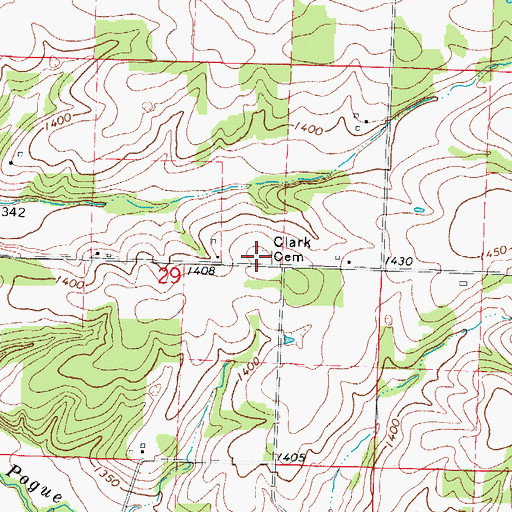 Topographic Map of Clark Cemetery, MO