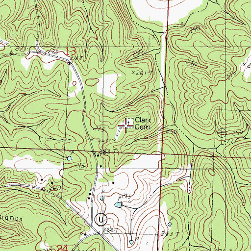 Topographic Map of Clark Cemetery, MO