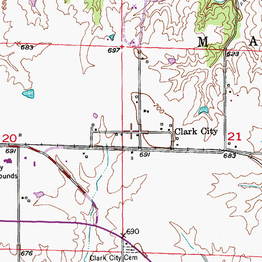Topographic Map of Clark City, MO