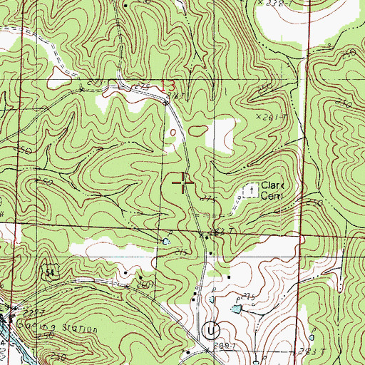 Topographic Map of Clark School, MO
