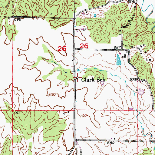 Topographic Map of Clark School, MO