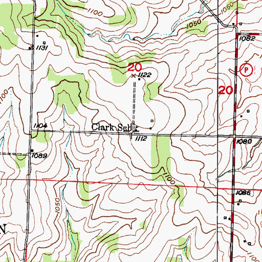 Topographic Map of Clark School, MO