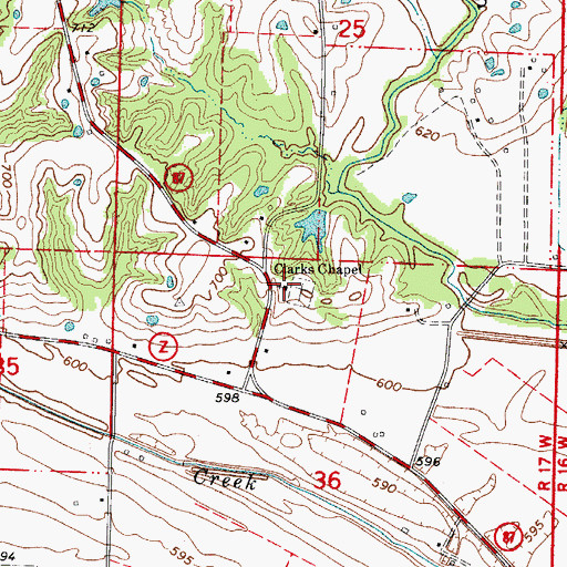 Topographic Map of Clarks Chapel, MO