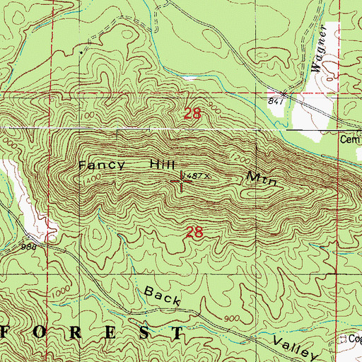 Topographic Map of Fancy Hill Mountain, AR