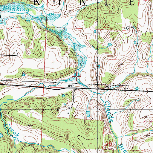 Topographic Map of Claude Branch, MO