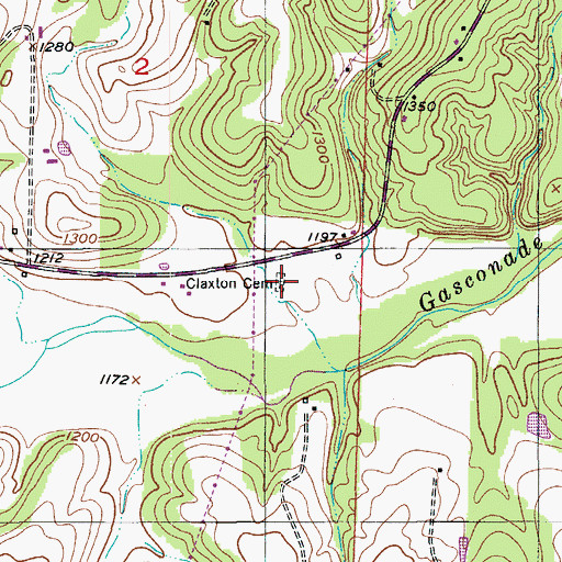 Topographic Map of Claxton Cemetery, MO