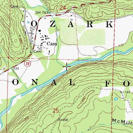 Topographic Map of Fane Creek, AR