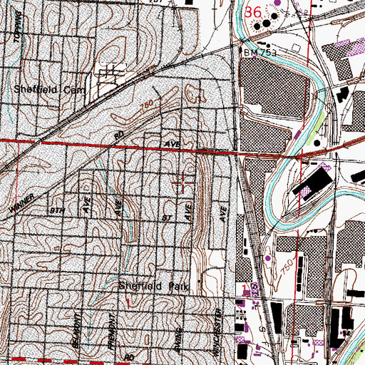 Topographic Map of Clay School, MO