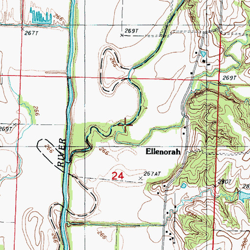 Topographic Map of Clayber Branch, MO