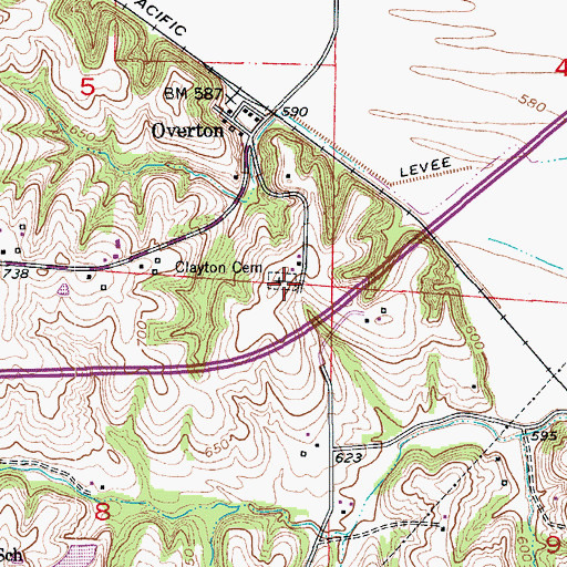 Topographic Map of Clayton Cemetery, MO
