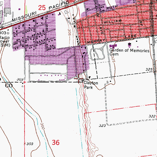Topographic Map of Clayton Park, MO