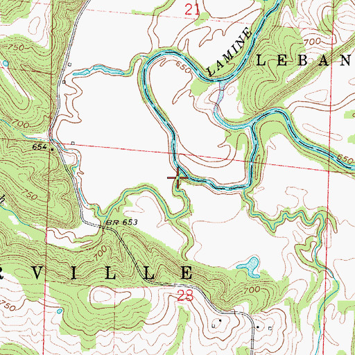 Topographic Map of Clear Branch, MO