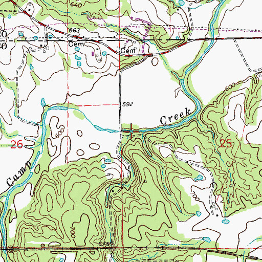 Topographic Map of Clear Branch, MO