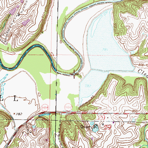 Topographic Map of Clear Branch, MO