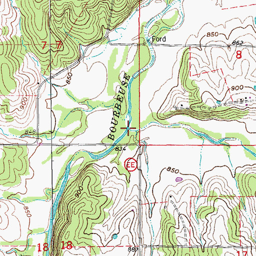 Topographic Map of Clear Creek, MO