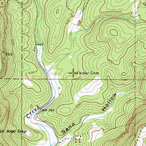 Topographic Map of Farber Cemetery, AR