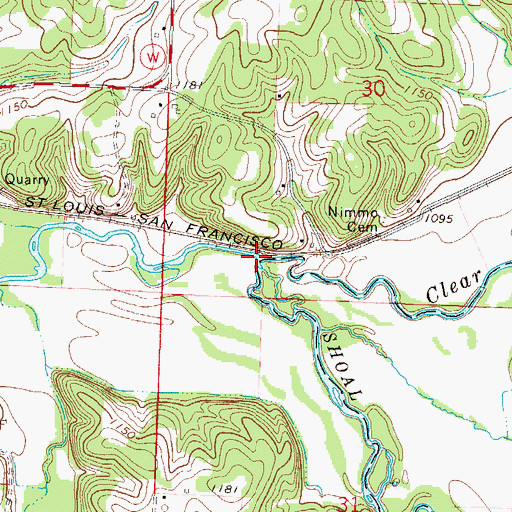 Topographic Map of Clear Creek, MO