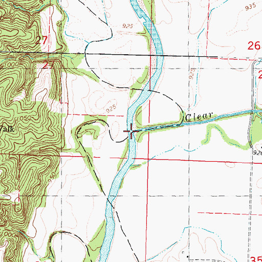 Topographic Map of Clear Creek, MO