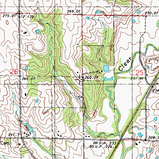 Topographic Map of Clear Creek School, MO