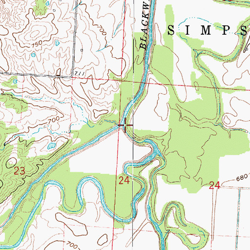 Topographic Map of Clear Fork, MO