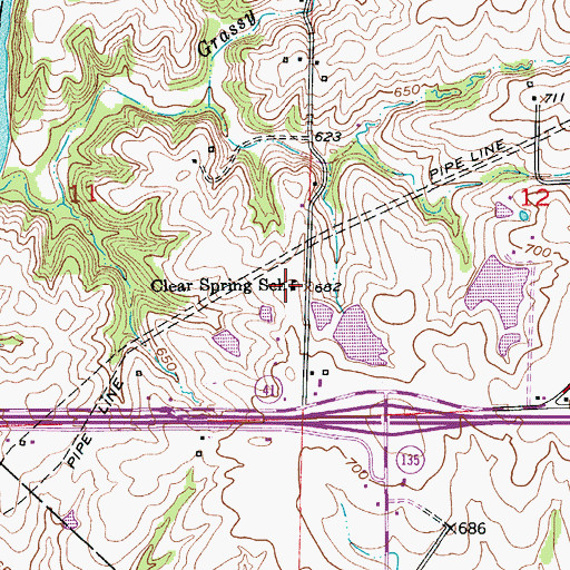 Topographic Map of Clear Spring School (historical), MO