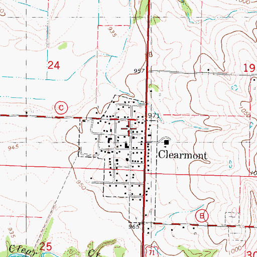 Topographic Map of Clearmont, MO