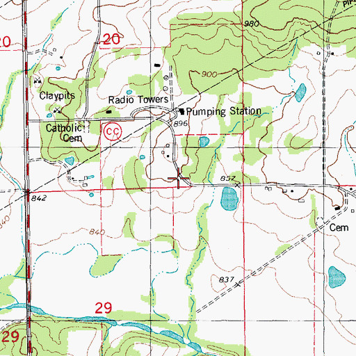 Topographic Map of Cleavesville School, MO