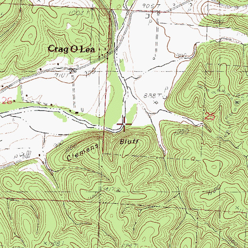 Topographic Map of Clemens Bluff, MO