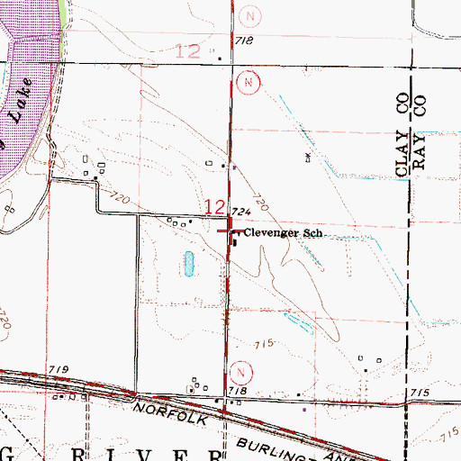 Topographic Map of Clevenger School, MO