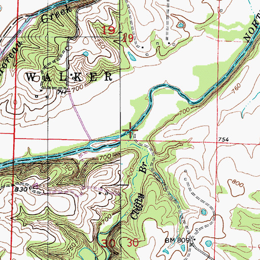 Topographic Map of Cliffty Branch, MO