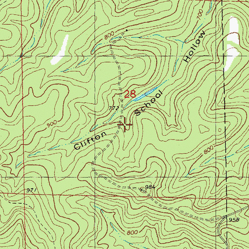 Topographic Map of Clifton School (historical), MO