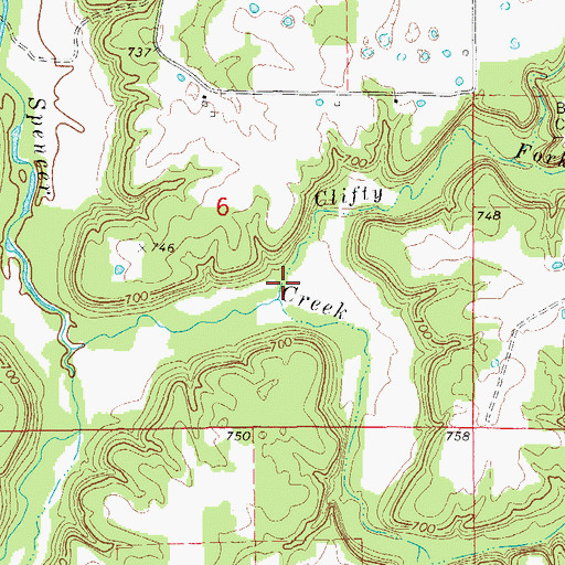 Topographic Map of Clifty Fork, MO